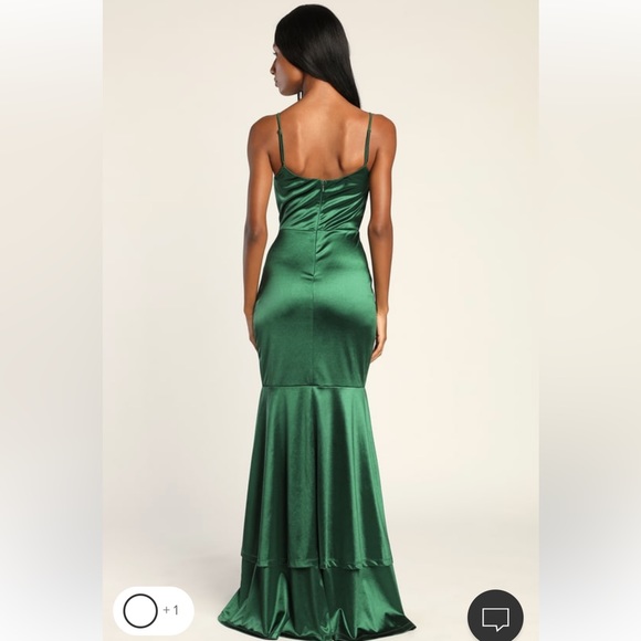 NWT Lulus Emerald Satin Mermaid Dress - Picture 2 of 2